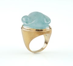 Burle Marx 18 Karat Yellow Gold Aquamarine Modernist Ring Forma Livre, 1960s