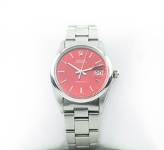 Rolex Men's Stainless Steel Precision Date Automatic Watch with Red Dial 6694