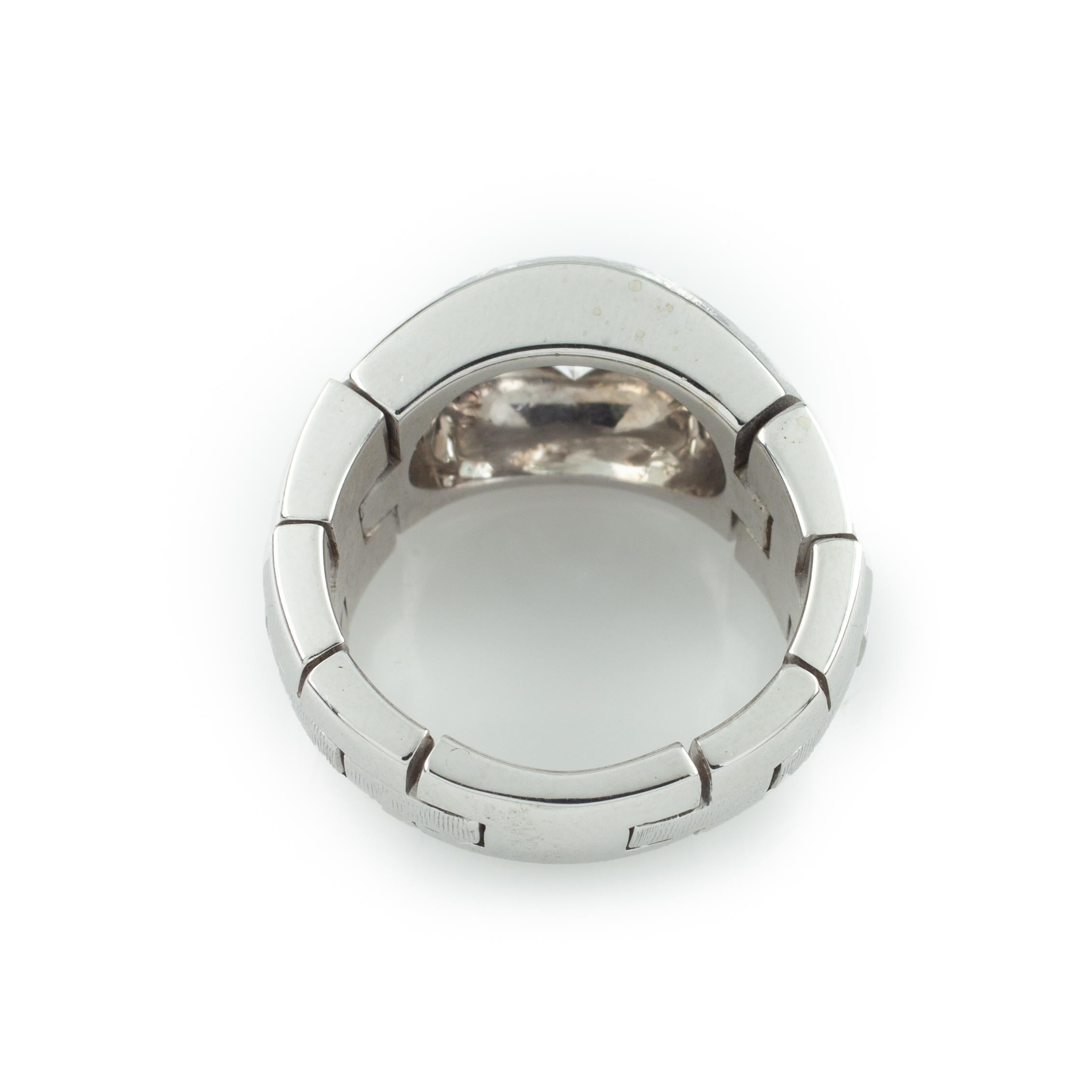 Round Cut 1.30 Carat Diamond 14 Karat White Gold Men's Solitaire Flex Ring For Sale