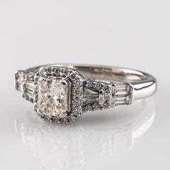 Radiant Diamond Solitaire 14 Karat White Gold Engagement Ring Accent Stones