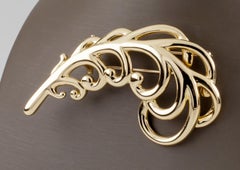 Tiffany & Co. 1980 18 Karat Yellow Gold Paloma Picasso Large Plume Brooch