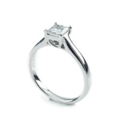 0.75 ct Princess-Cut Diamond Solitaire 14k White Gold Ring Size 7, IGI Cert