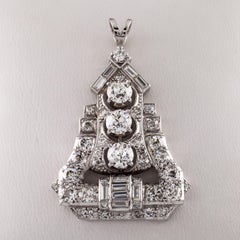 4.00 Carat Diamond Colorless / VS Clarity Pagoda Platinum Drop Pendant