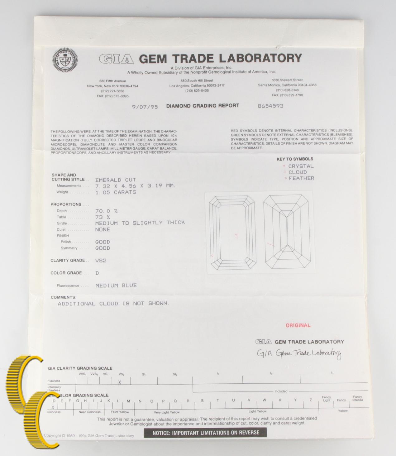 1.65 Carat Emerald-Cut Diamond Platinum Engagement Ring GIA Certified For Sale 1