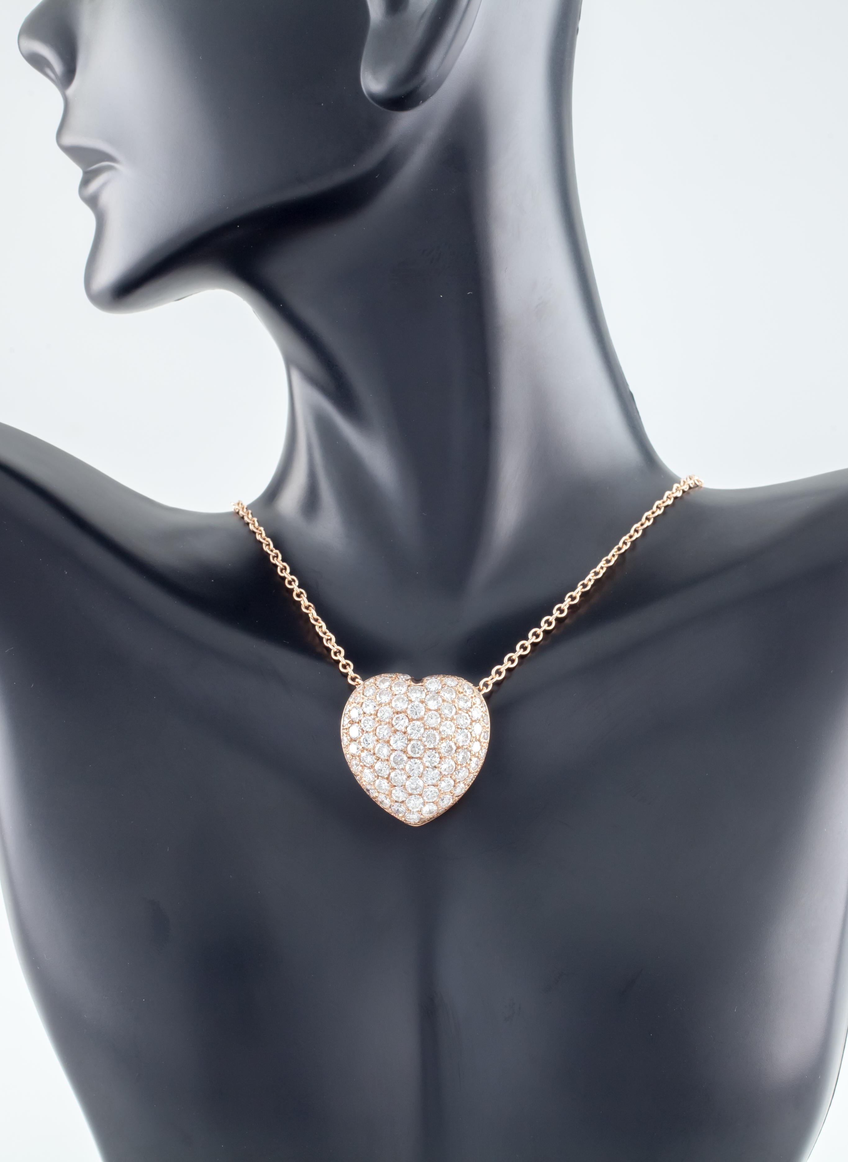 Gorgeous 14k Rose Gold Pave Heart Pendant
Features Pave Set Round Diamonds in Domed Heart Pendant
Width of Pendant = 24 mm Wide
Length of Pendant = 25 mm Long
20