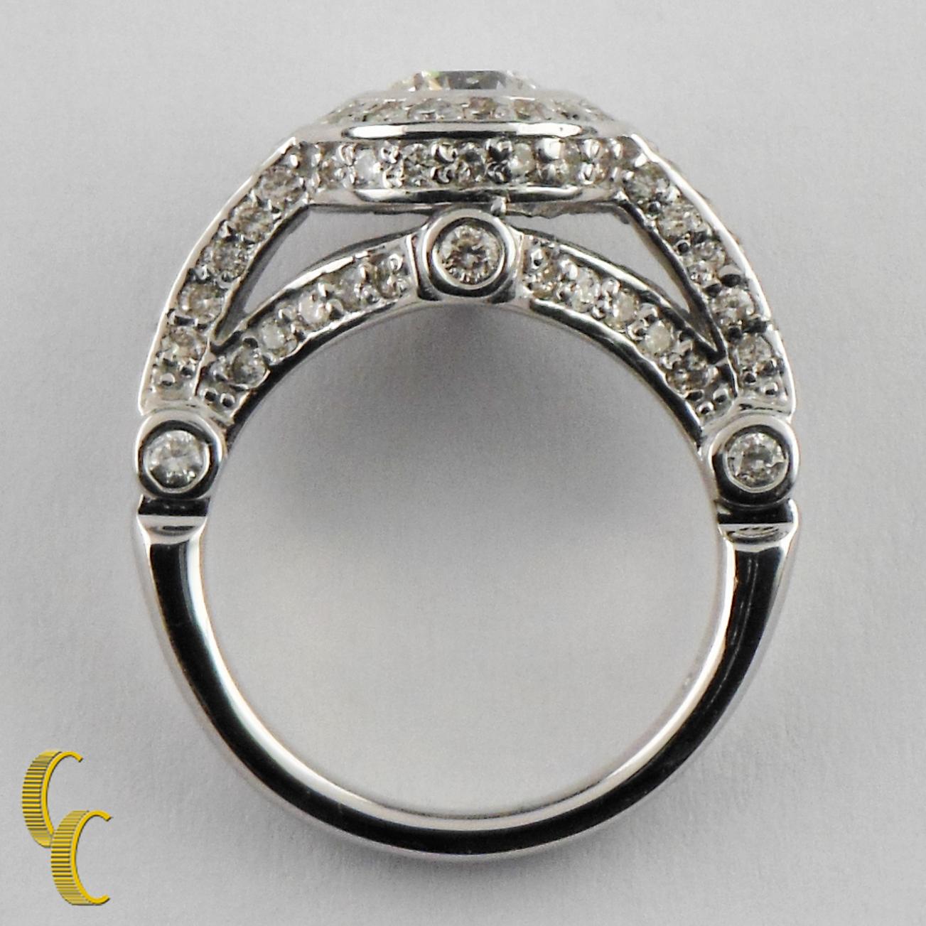 2.00 Carat Round Brilliant Diamond Halo 14 Karat White Gold Engagement Ring For Sale 1