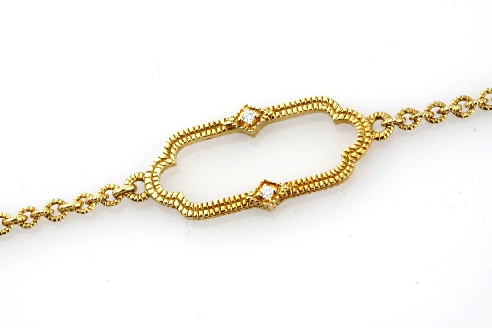 Designer: Judith Ripka
18k Yellow Gold Chelsea link chain with Diamond accents
Total length: 34 inches
Total mass: 34.3 grams