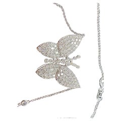 Effy 14k White Gold Butterfly Pendant with 18" Diamond Chain 3.5 CTW