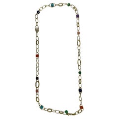 Ippolita, collana a catena in oro giallo 18 carati con sfere e pietre multiple, 36".