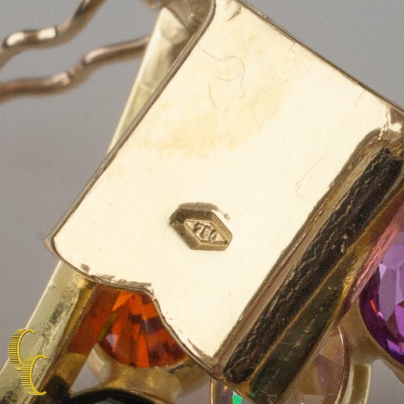 Bracelet jonc en or jaune 18 carats avec pierres précieuses multicolores en vente 1