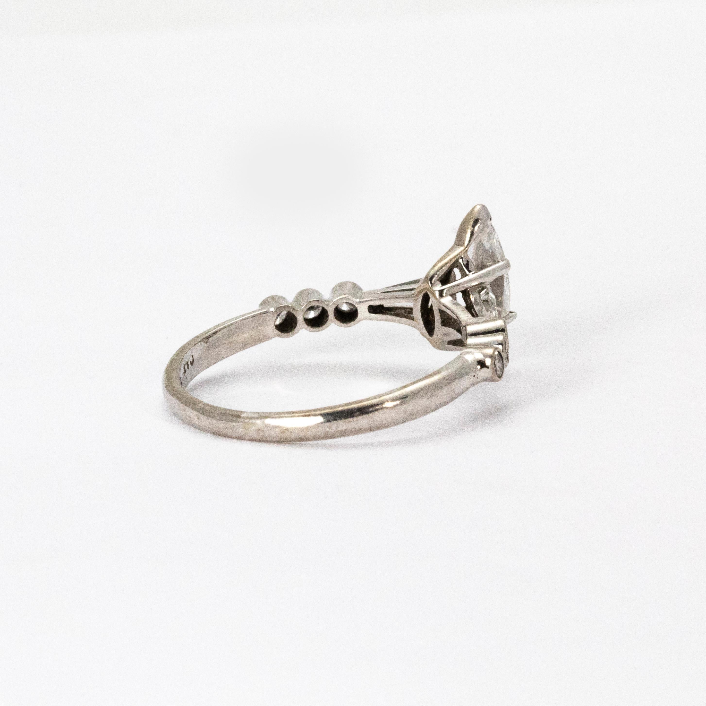 Certified 1940s Diamond Marquise Ring In Good Condition For Sale In Chipping Campden, GB