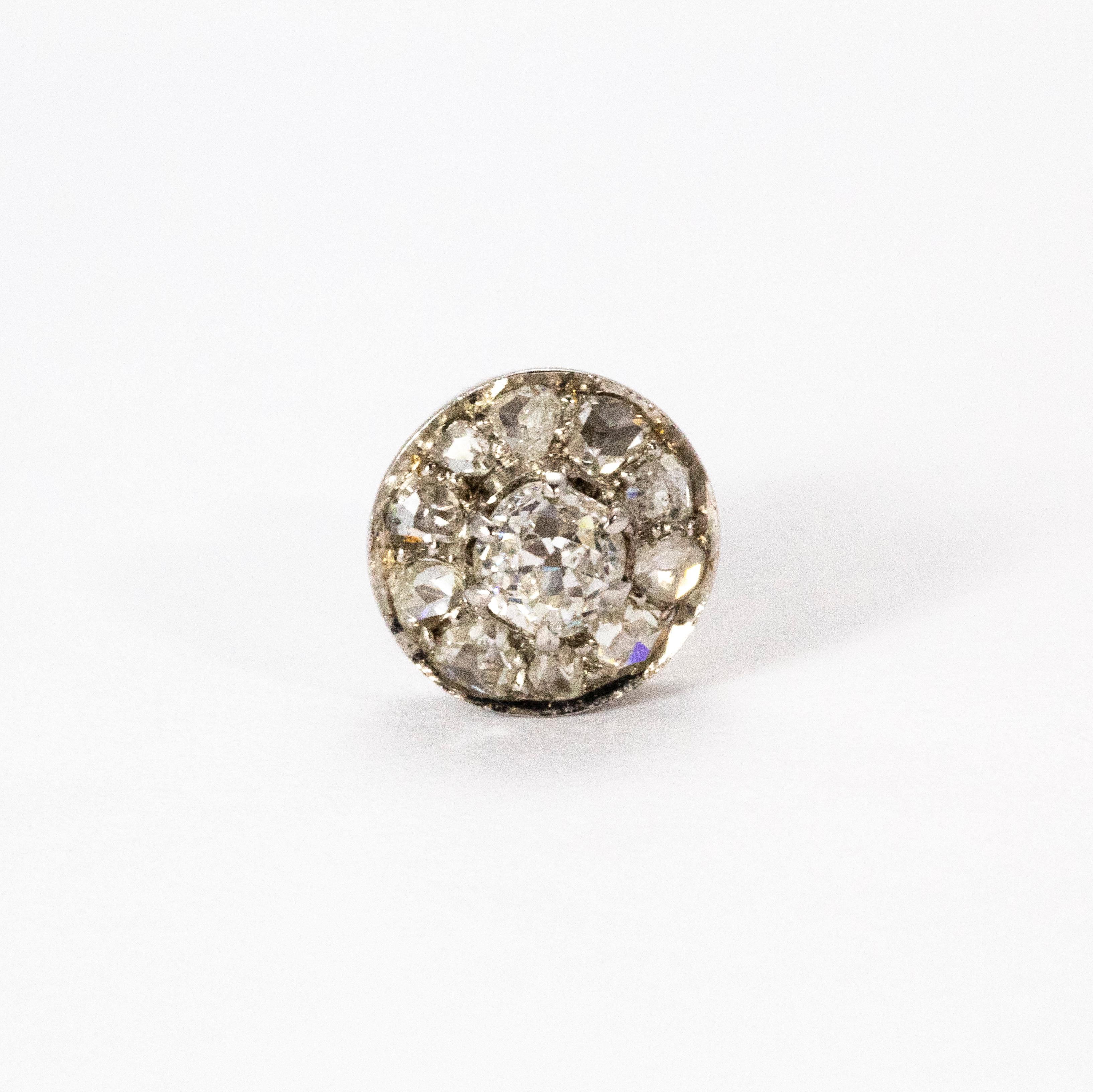 Vintage Diamant-Cluster-Ohrringe im Zustand „Gut“ in Chipping Campden, GB