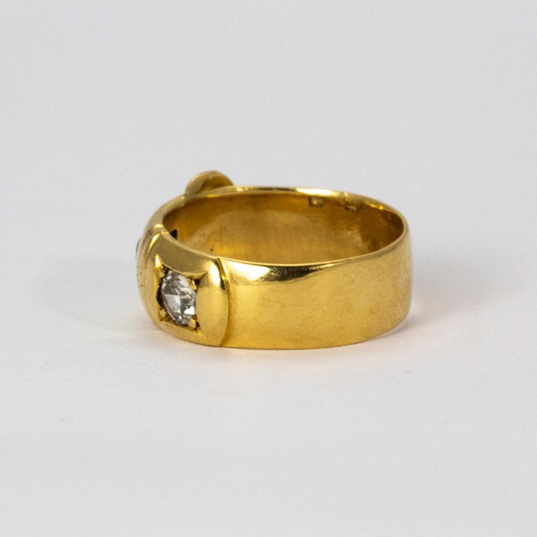 Victorian 18 Karat Gold Diamond Buckle Ring at 1stdibs