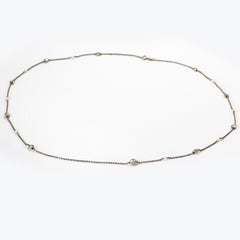 Art Deco Diamond and Natural Pearl Platinum Chain Necklace