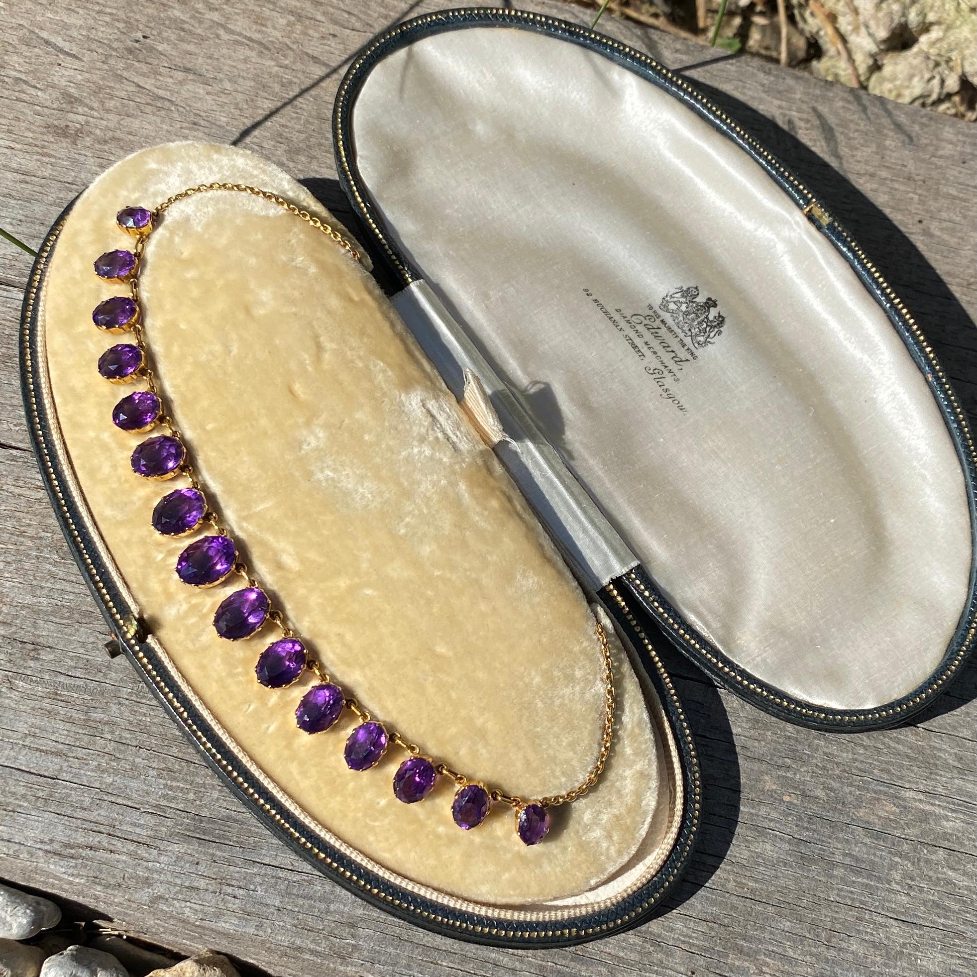 Vintage Amethyst and 15 Carat Gold Necklace In Good Condition In Chipping Campden, GB