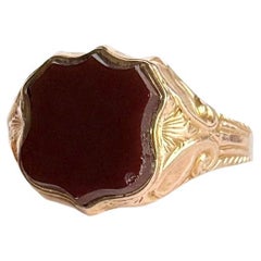 Anello con corniola e oro 9 carati in stile Art Déco