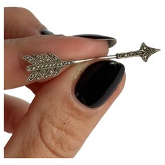 Edwardian 9 Carat Gold and White Gold Diamond Set Arrow Pin Brooch