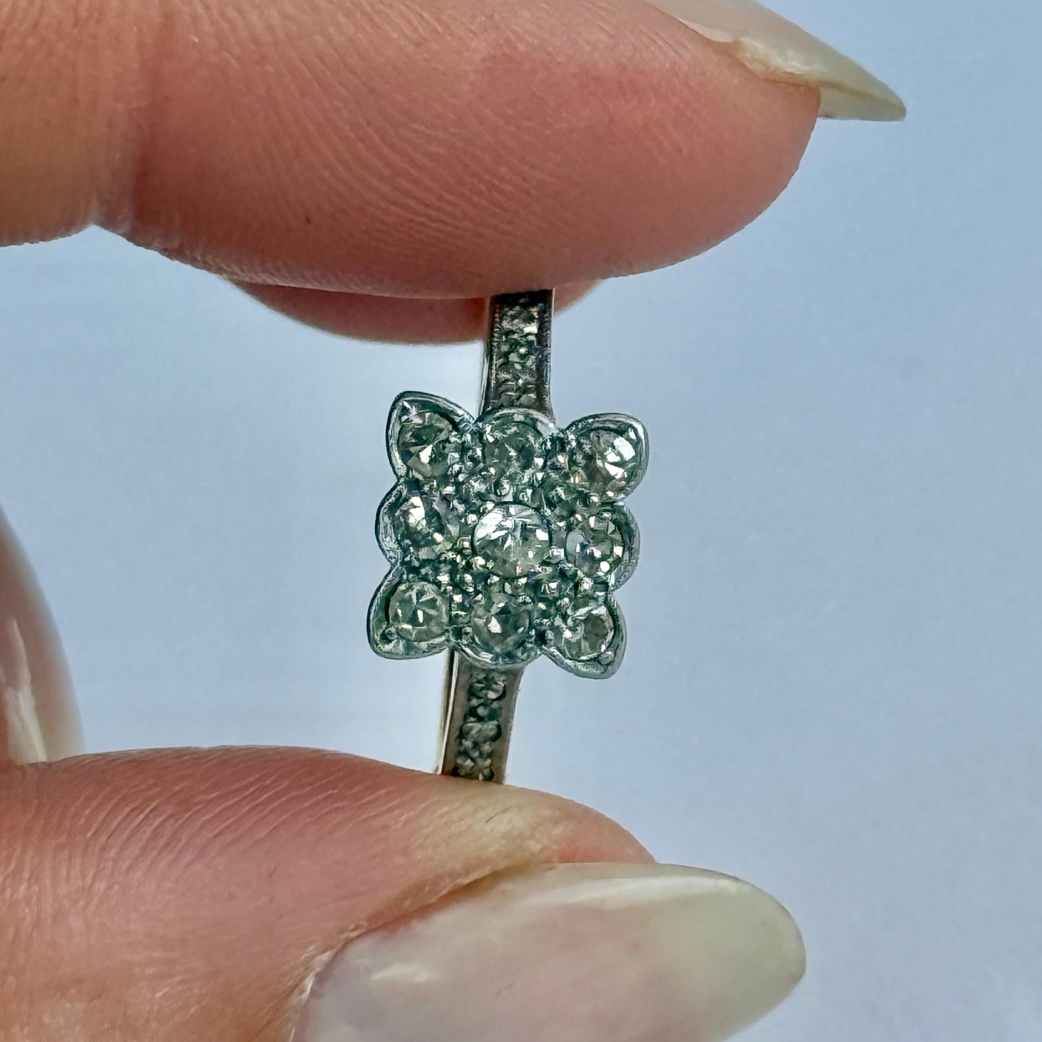 Anello a pannello in oro 18 carati e diamanti Art Deco In condizioni buone in vendita a Chipping Campden, GB