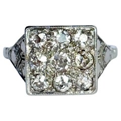 Art Deco Diamond and Platinum Panel Ring