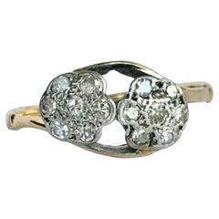 Edwardianischer Diamant- und 18 Karat Doppel-Cluster-Ring mit Diamanten