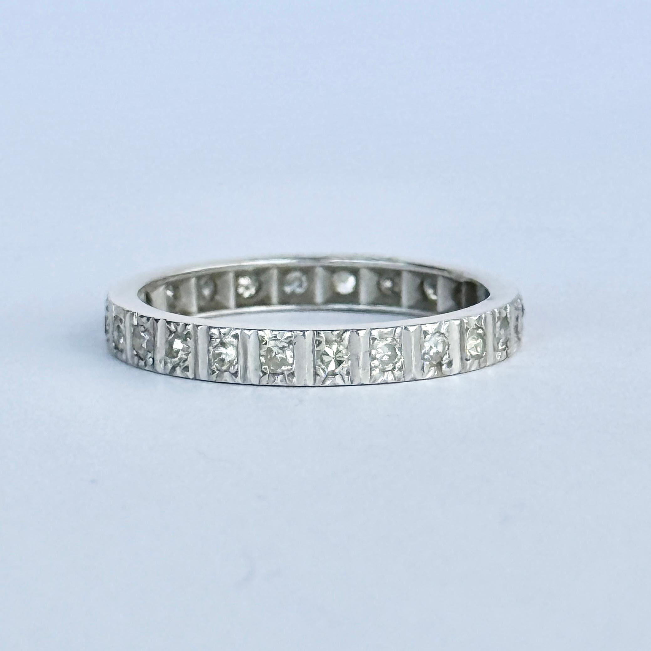 da uomo o donna Fascia per l'eternità in oro bianco 18 carati e diamanti d'epoca in vendita