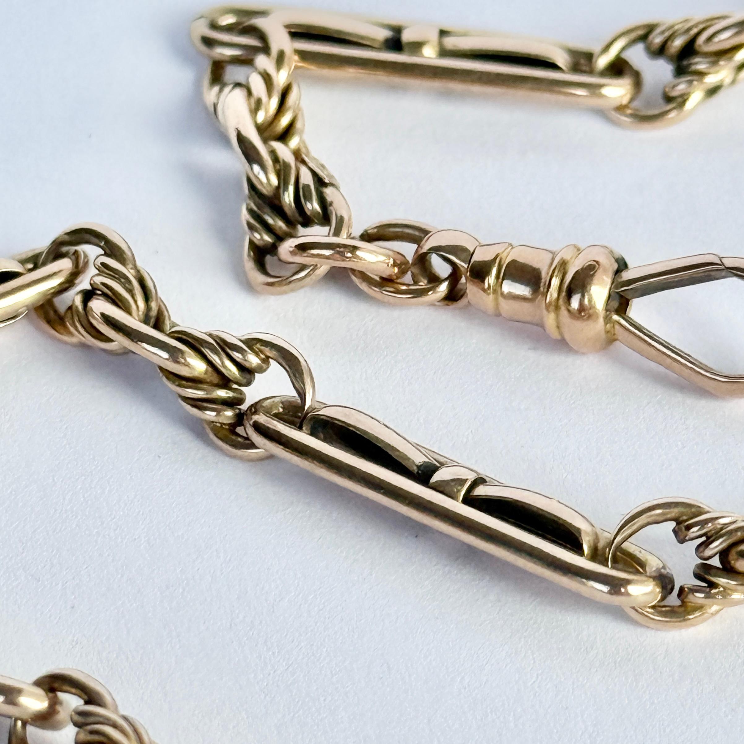 Catena Albert o collana in oro 9 carati vittoriana con barra a T In condizioni buone in vendita a Chipping Campden, GB