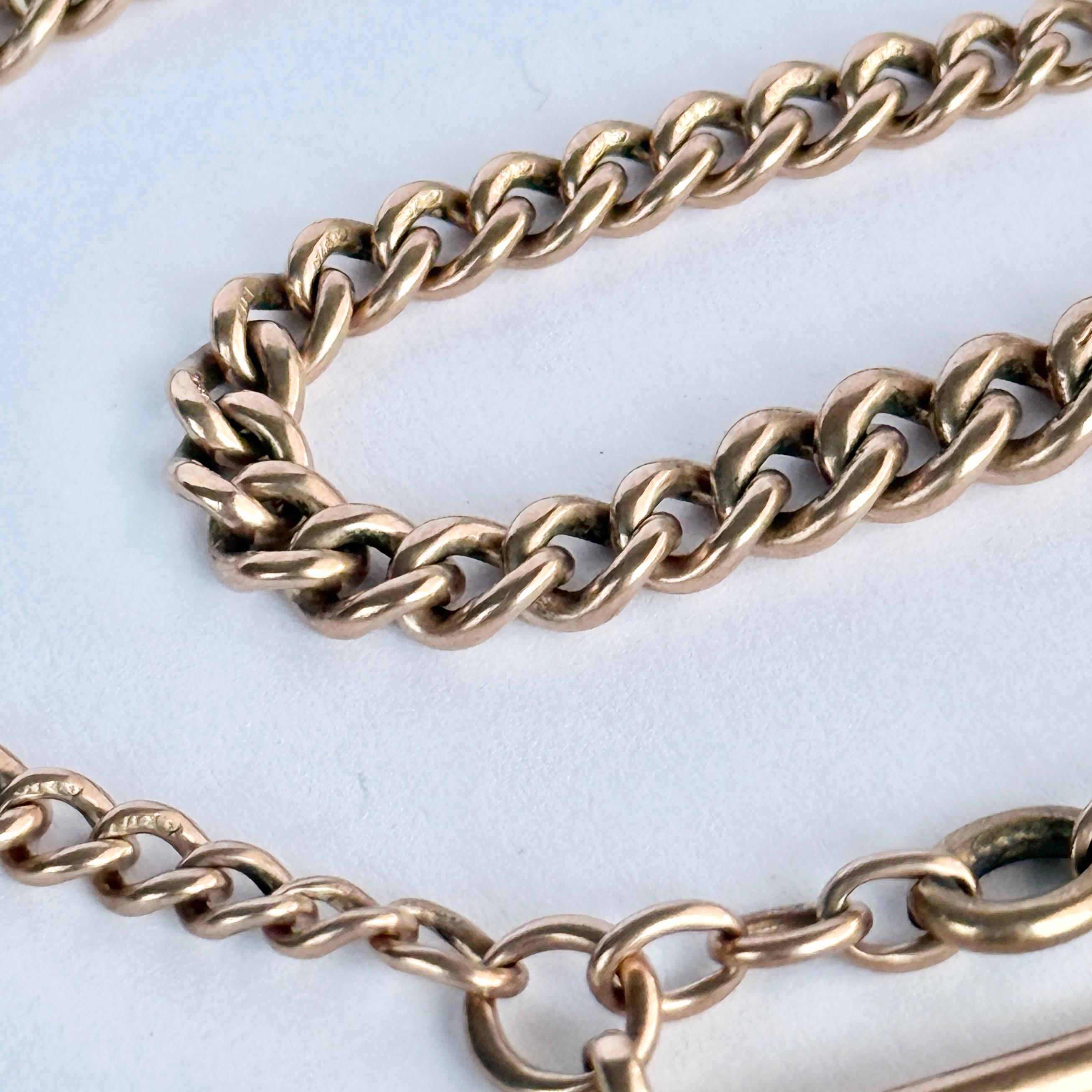 da uomo o donna Catena Albert o collana vittoriana in oro rosa 9 carati con barra a T in vendita