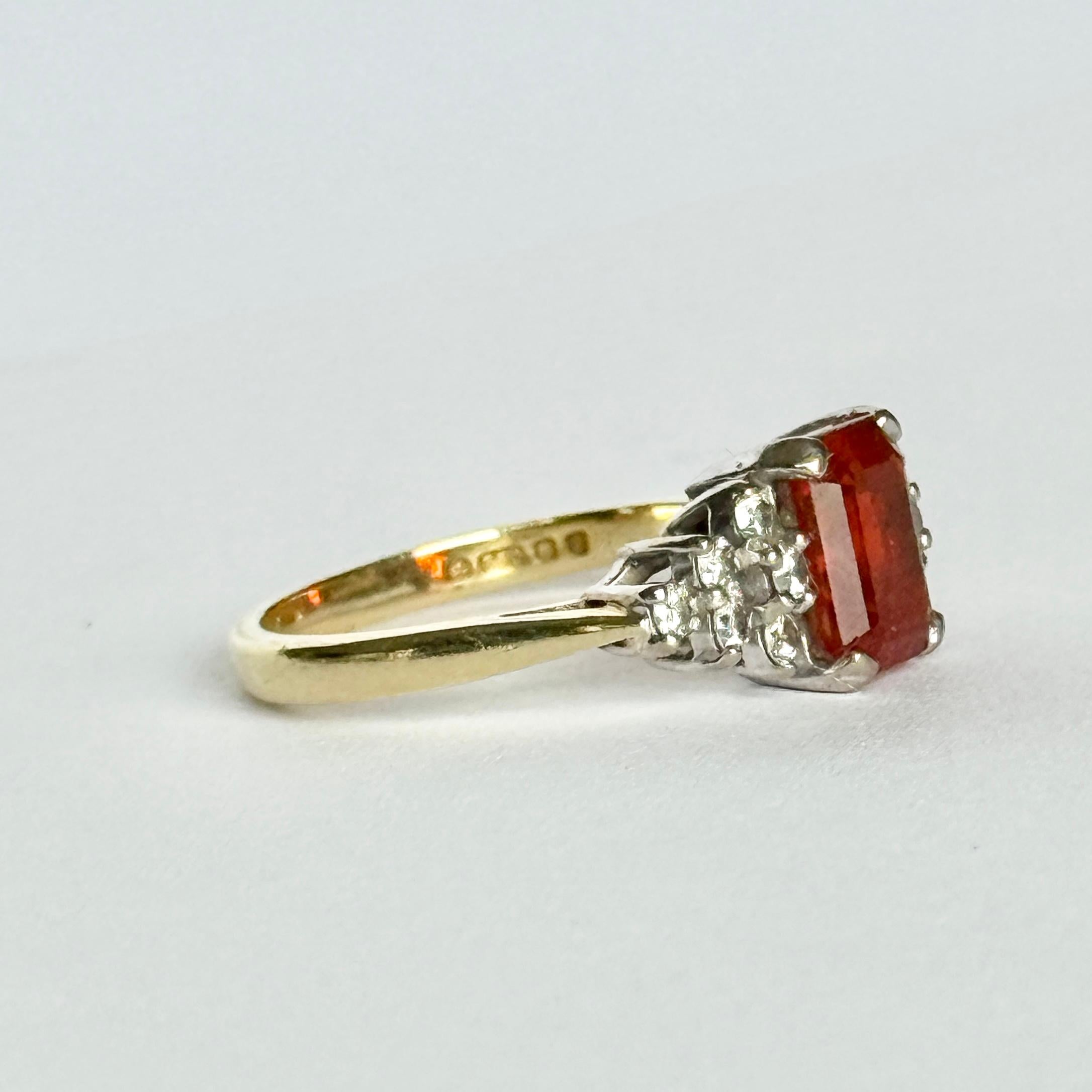 Vintage Feuer Opal und Diamant 18 Karat Cluster Ring Damen im Angebot