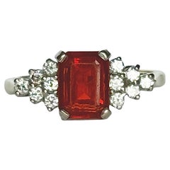 Vintage Fire Opal and Diamond 18 Carat Cluster Ring