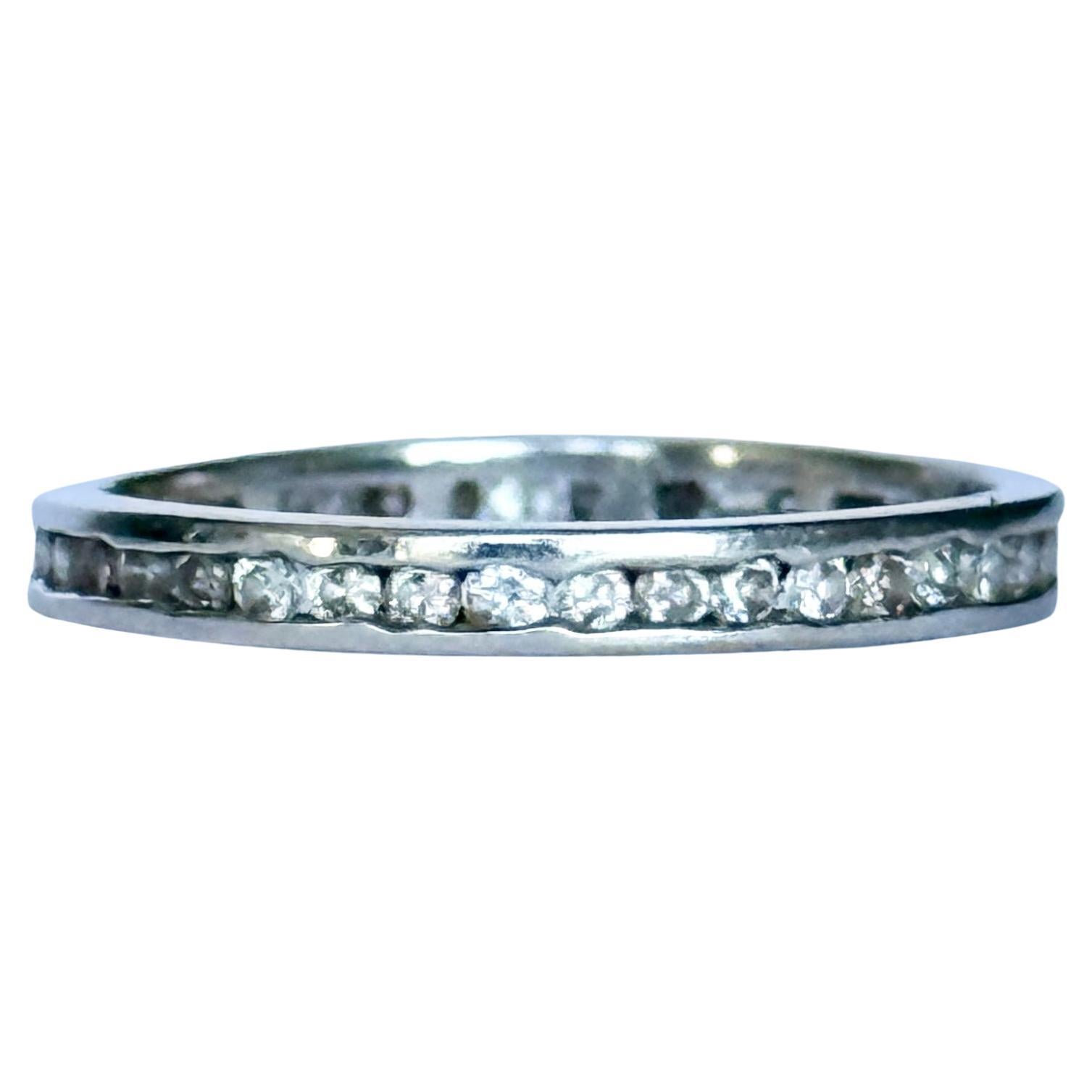 Vintage 14 Karat Weißgold Diamant Full Eternity Band