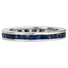 Vintage Sapphire and 18 Carat White Gold Eternity Band