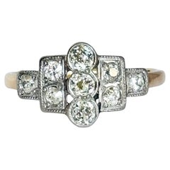 Art Deco Diamond 9 Carat Gold and Platinum Panel Ring