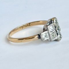 Art Deco Diamond 9 Carat Gold and Platinum Panel Ring