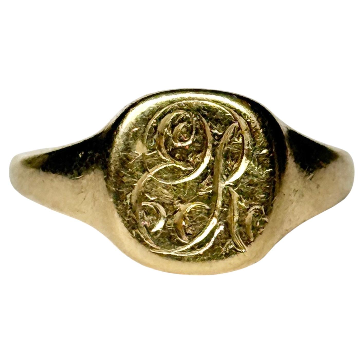 Bague chevalière vintage en or 9 carats
