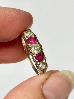 Edwardian Ruby and Diamond 18 Carat Gold Three-Stone Ring