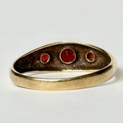 Vintage Garnet 9 Carat Gold Three-Stone Star Setting Ring