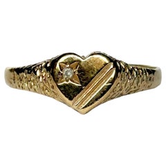 Vintage 9 Carat Gold Heart Signet Ring