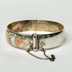 Vintage Silver and Rose Gold Decorative Bangle