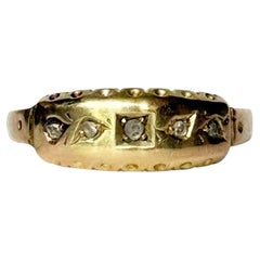 Victorian 15 Carat Gold and Rose Cut Diamond Five Stone Band Ring