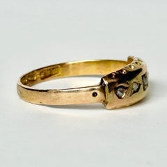 Victorian 15 Carat Gold and Rose Cut Diamond Five Stone Band Ring