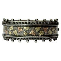 Vintage Silver, Rose and Yellow Gold Decorative Bangle