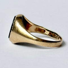 Vintage Onyx and 9 Carat Gold Signet Ring