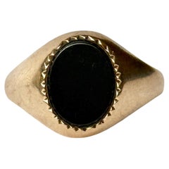 Vintage Onyx and 9 Carat Gold Signet Ring