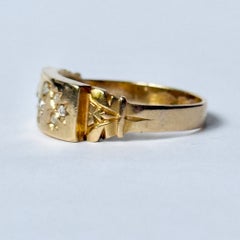 Victorian 15 Carat Gold and Rose Cut Diamond Five Stone Band Ring