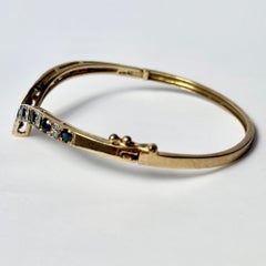 Vintage Sapphire and Diamond 9 Carat Gold Bangle