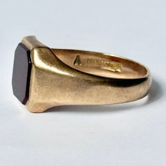 Vintage Carnelian and 9 Carat Rose Gold Signet Ring