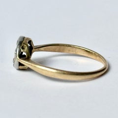 Art Deco Diamond Platinum and 18 Carat Gold Panel Ring