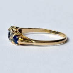 Vintage Saphir und Diamant 18 Karat Gold Drei Stein Ring