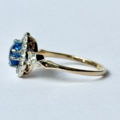 Art Deco Sapphire and Diamond 18 Carat Gold Cluster Ring