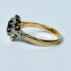 Art Deco Ruby and Diamond 18 Carat Gold Cluster Ring